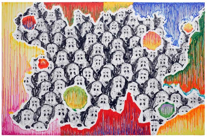 Tom Everhart - College Dogs Gone Wild 84x128 - Original Painting